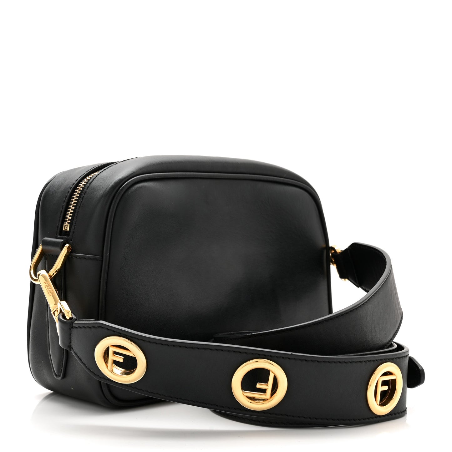 Vitello Century F is Fendi Bi-Color FF 1974 Embossed Camera Case Maya Black