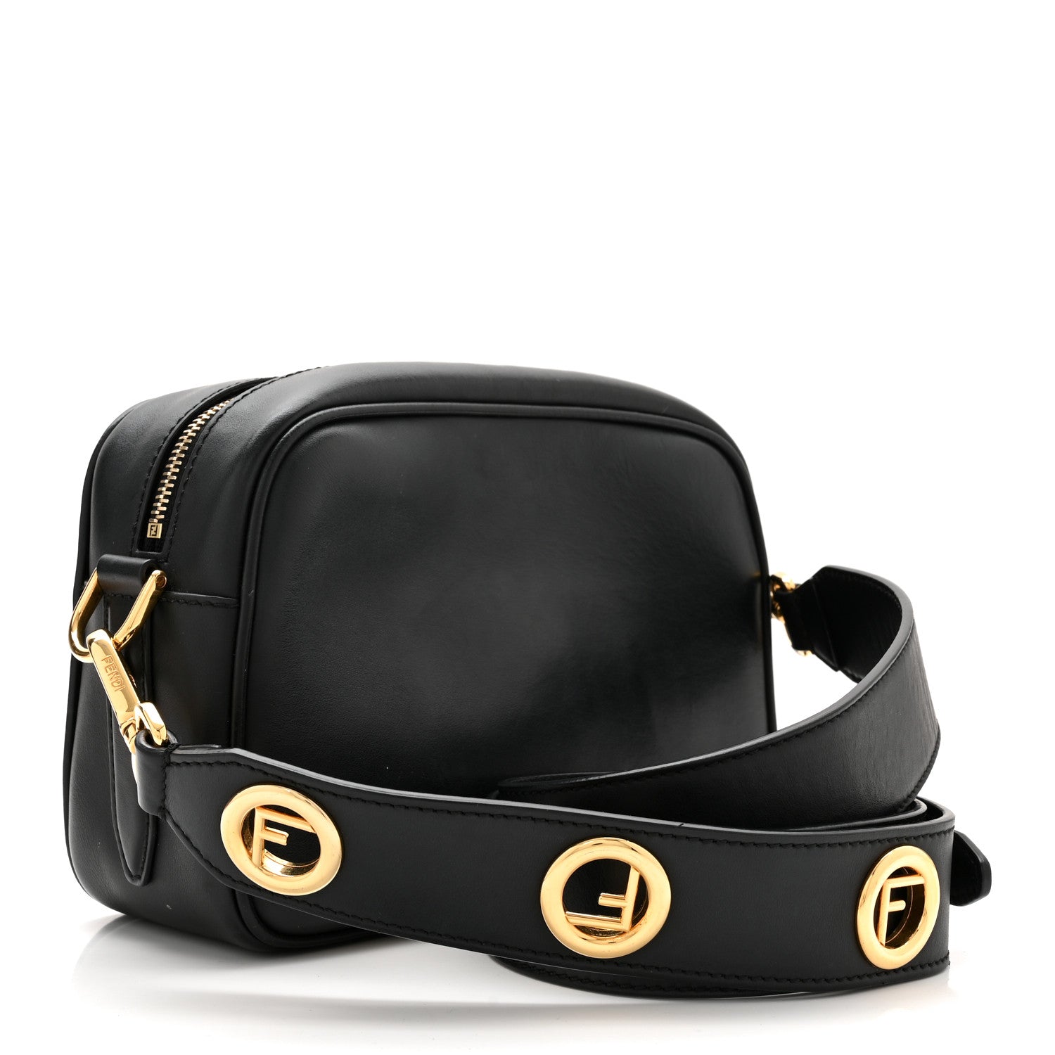 Fendi Vitello Century F is Fendi Bi-Color FF 1974 Embossed Camera Case Maya Black 3 of 10