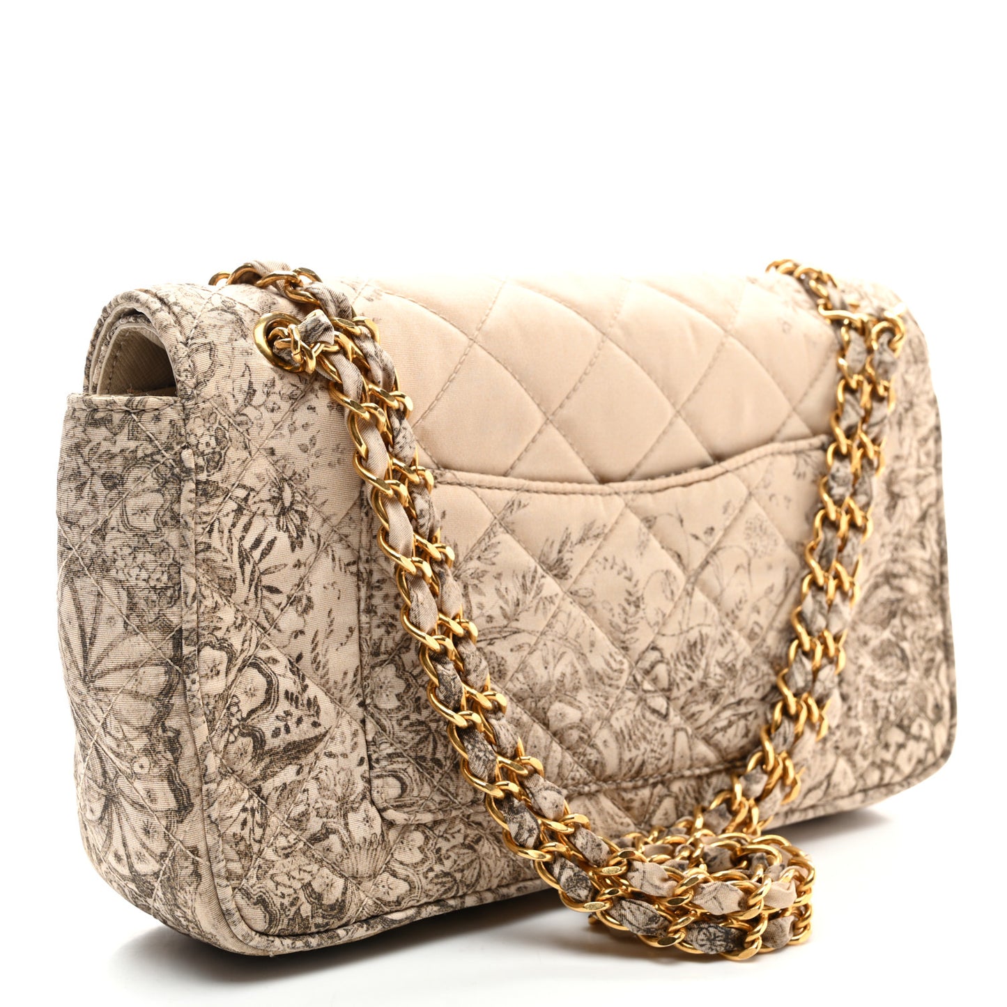Tessuto Nylon Quilted Floral Flap Beige