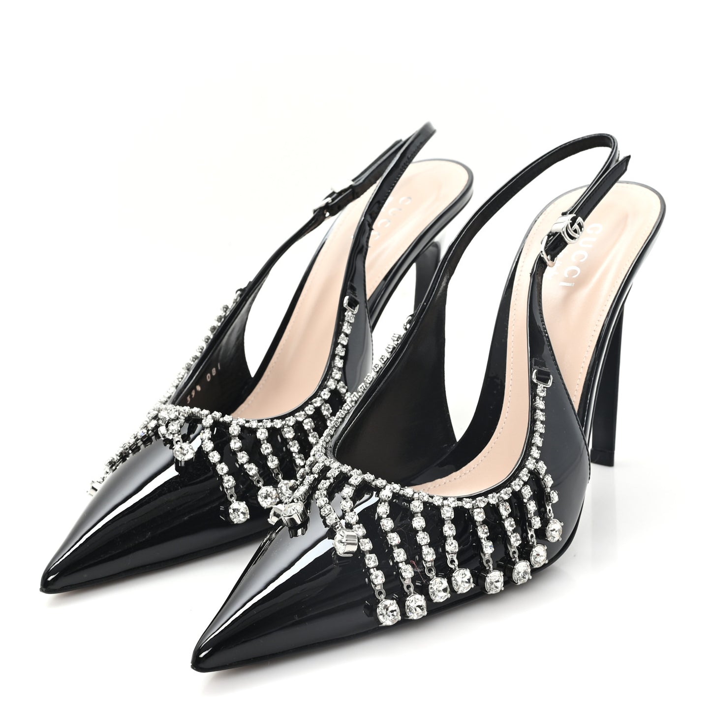 Vernice Crystal Embellished Guinevere Slingback Pumps 39.5 Black