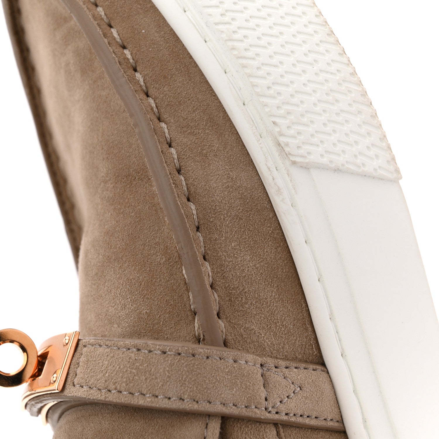 Hermes Suede Goatskin Game Slip On Sneakers 38.5 Etoupe 1842789