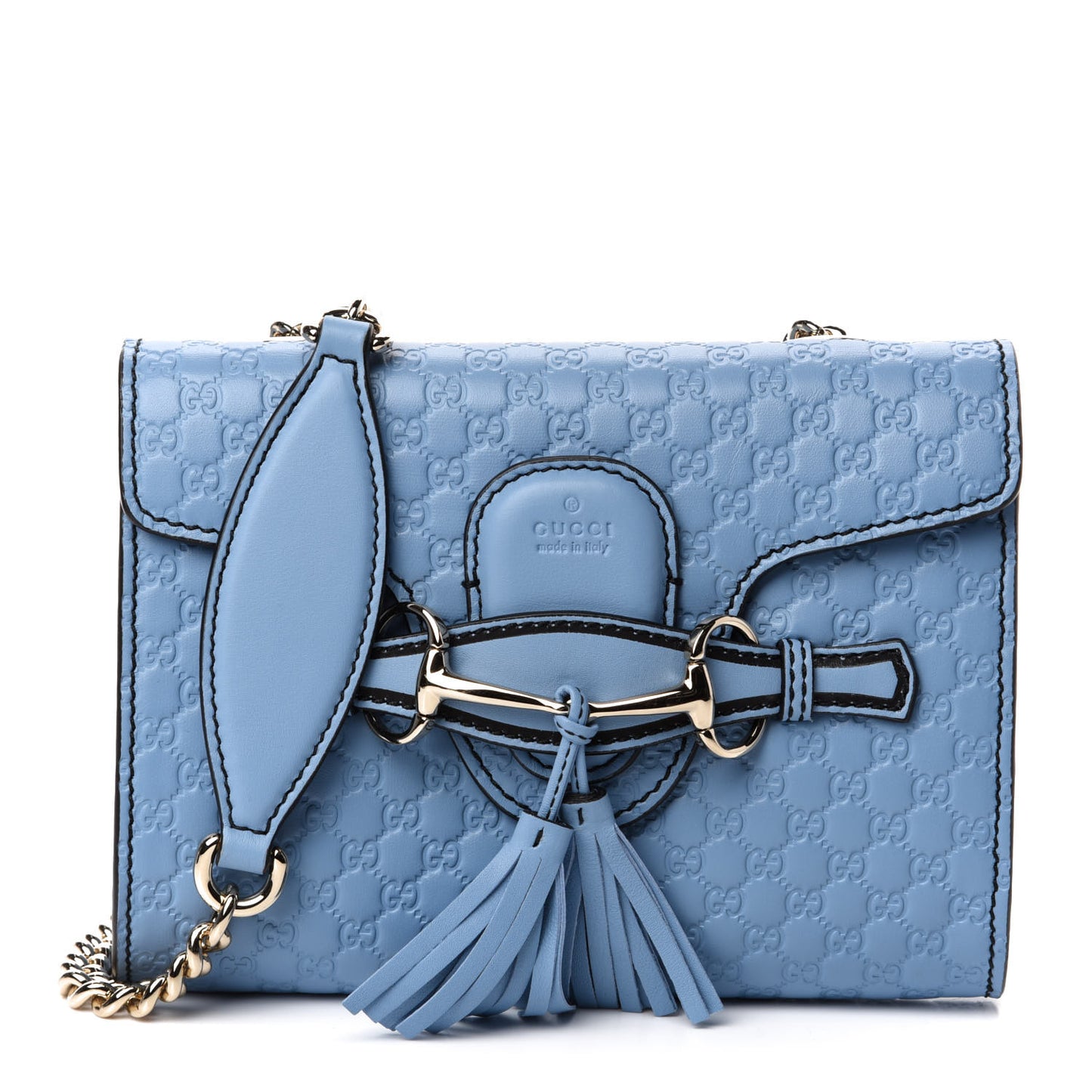Soft Microguccissima Mini Emily Chain Shoulder Bag Mineral Blue