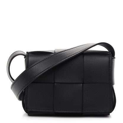 Bottega Veneta Lambskin Maxi Intrecciato Extra Mini Cassette Crossbody Bag Black 1 of 8