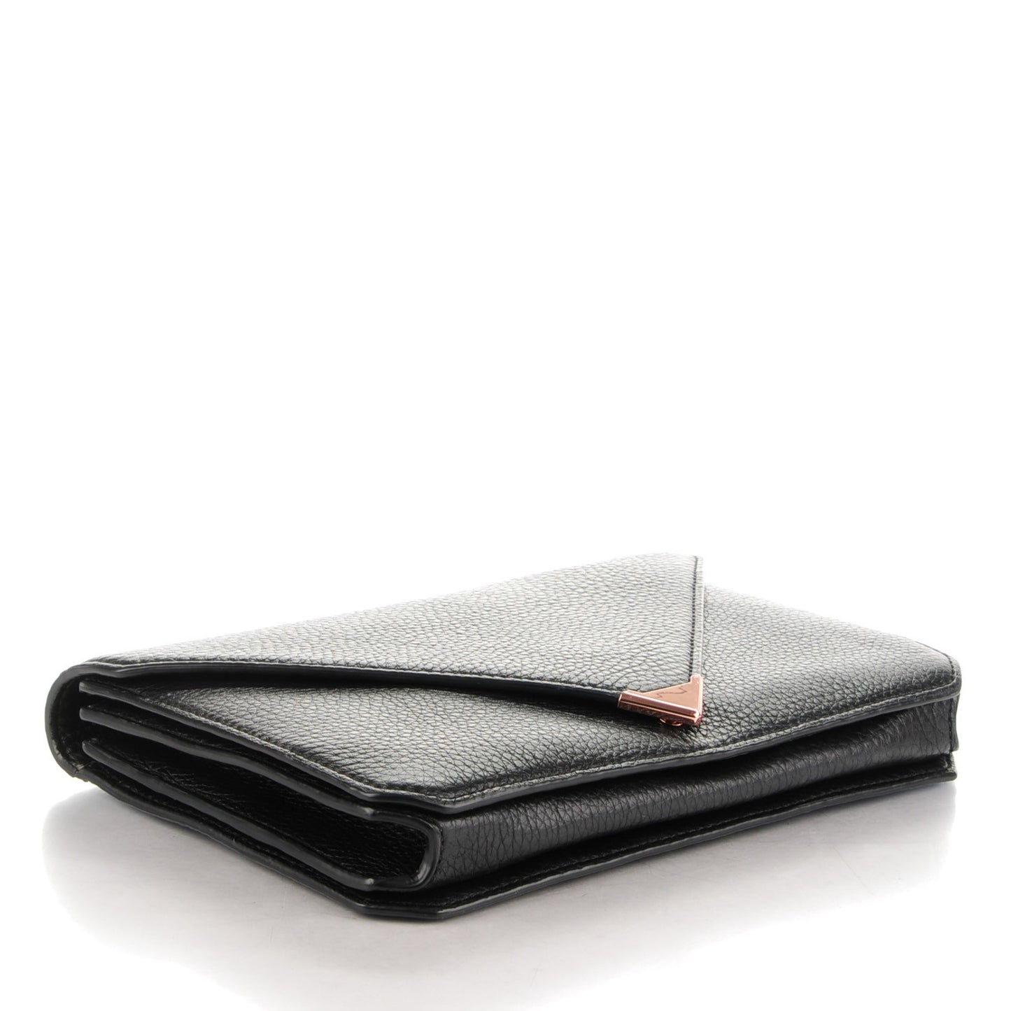 Soft Pebbled Calfskin Prisma Skeletal Clutch Black Rose Gold Hardware