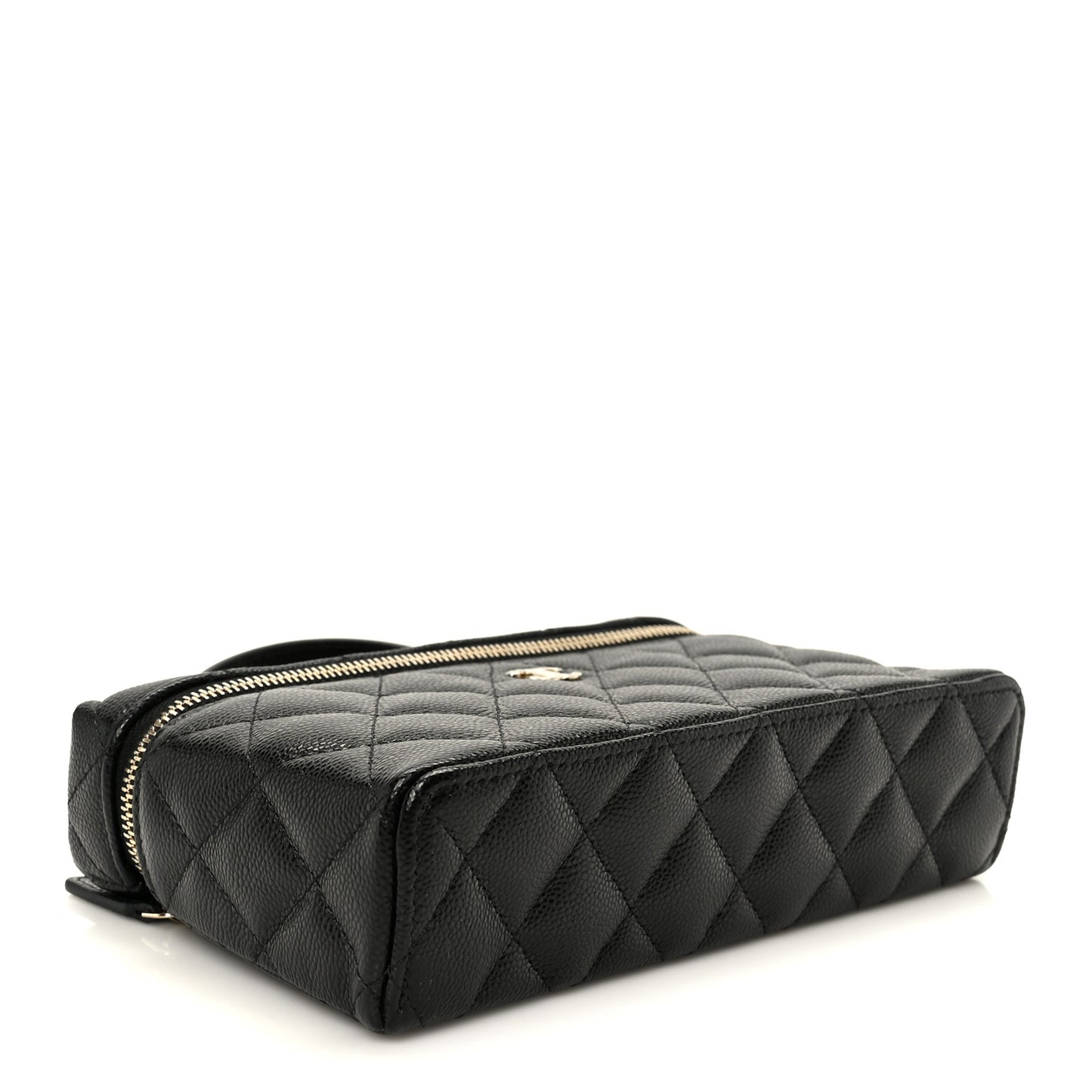 Caviar Quilted Top Handle Slim Vanity With Chain Black