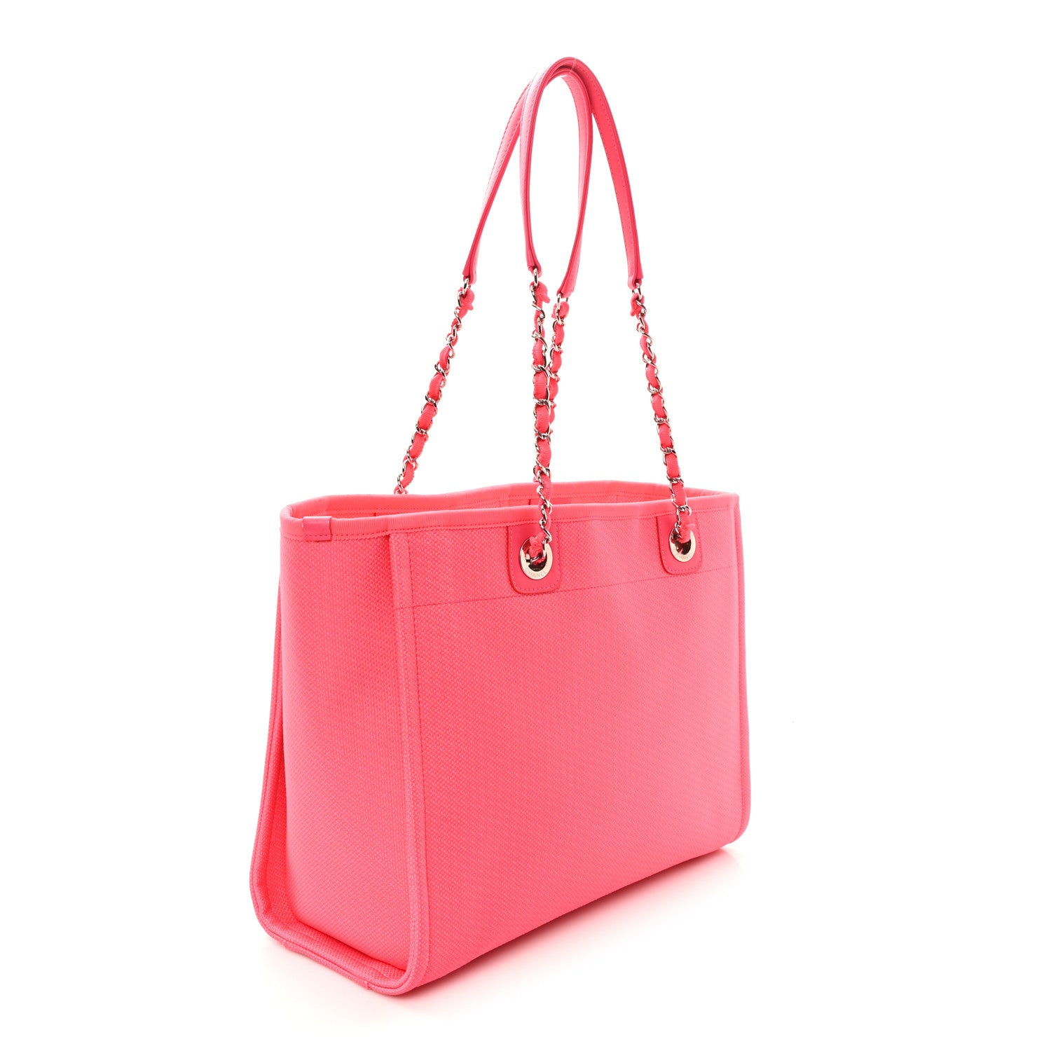 Chanel Mixed Fibers Calfskin Medium Deauville Tote Pink Orange 3 of 10