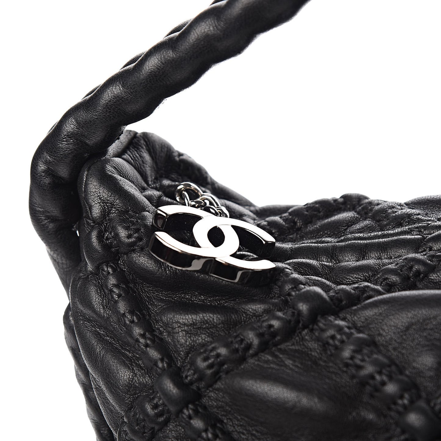 Quilted Lambskin Hidden Chain Hobo Black