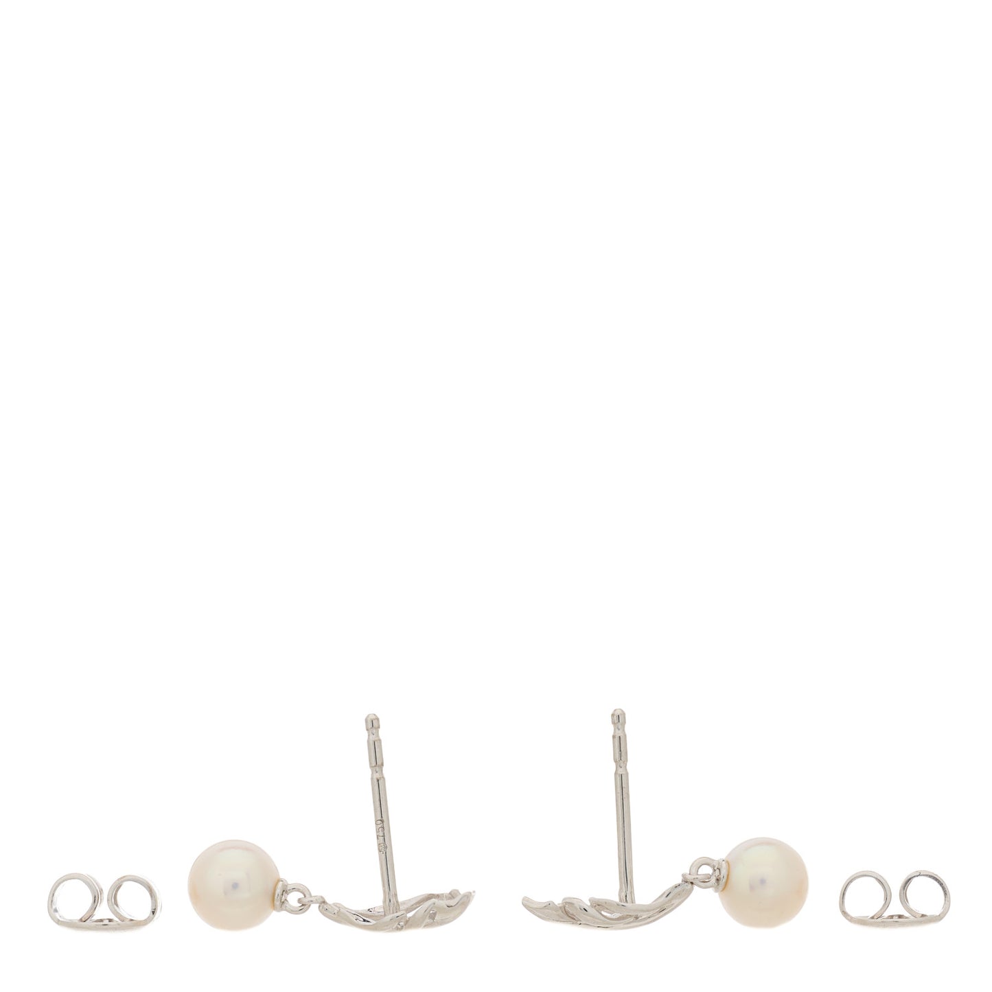 18K White Gold Akoya Pearl Leaf Drop Earrings