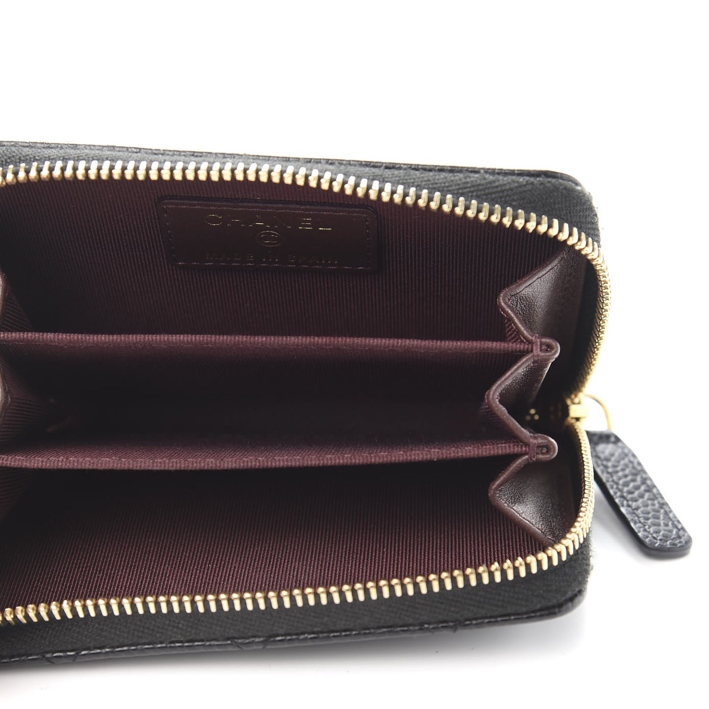 Caviar Quilted Zip Card Holder Black