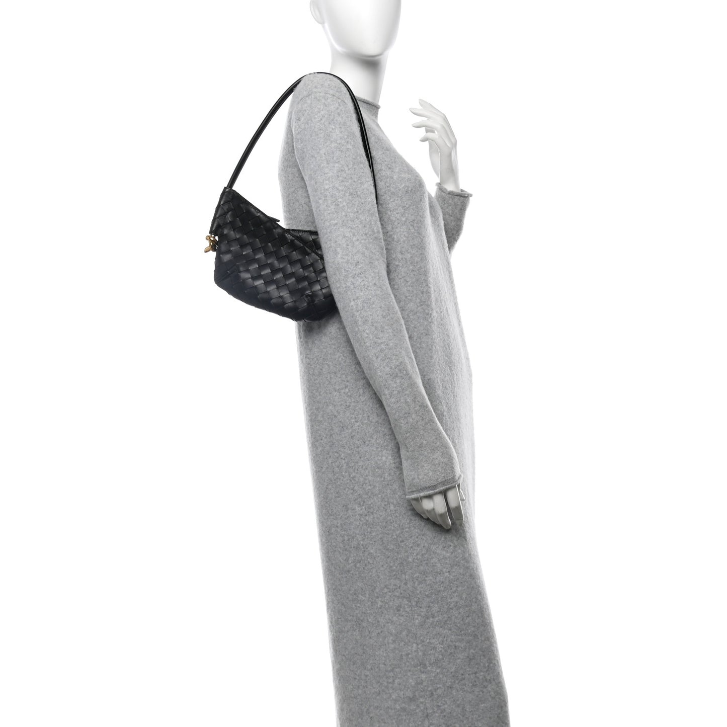 Nappa Intrecciato Mini Solstice Shoulder Bag Black