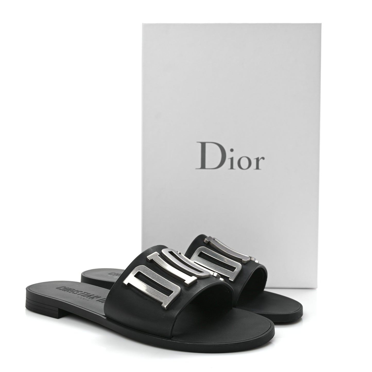Calfskin Dio(r)evolution 10mm Slide Sandals 39 Black