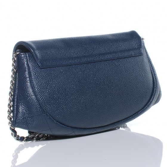 Caviar Half Moon Wallet On Chain Navy Blue