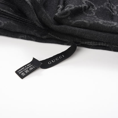 Gucci Wool Silk GG Monogram GGNat Scarf Anthracite 5 of 5