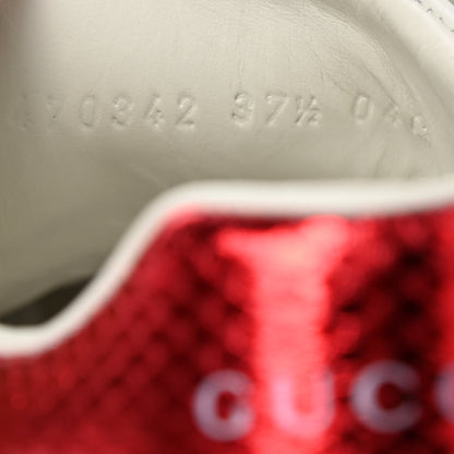Gucci Calfskin Ayers Blind For Love Embroidered Womens Ace Sneakers 37.5 White 8 of 10
