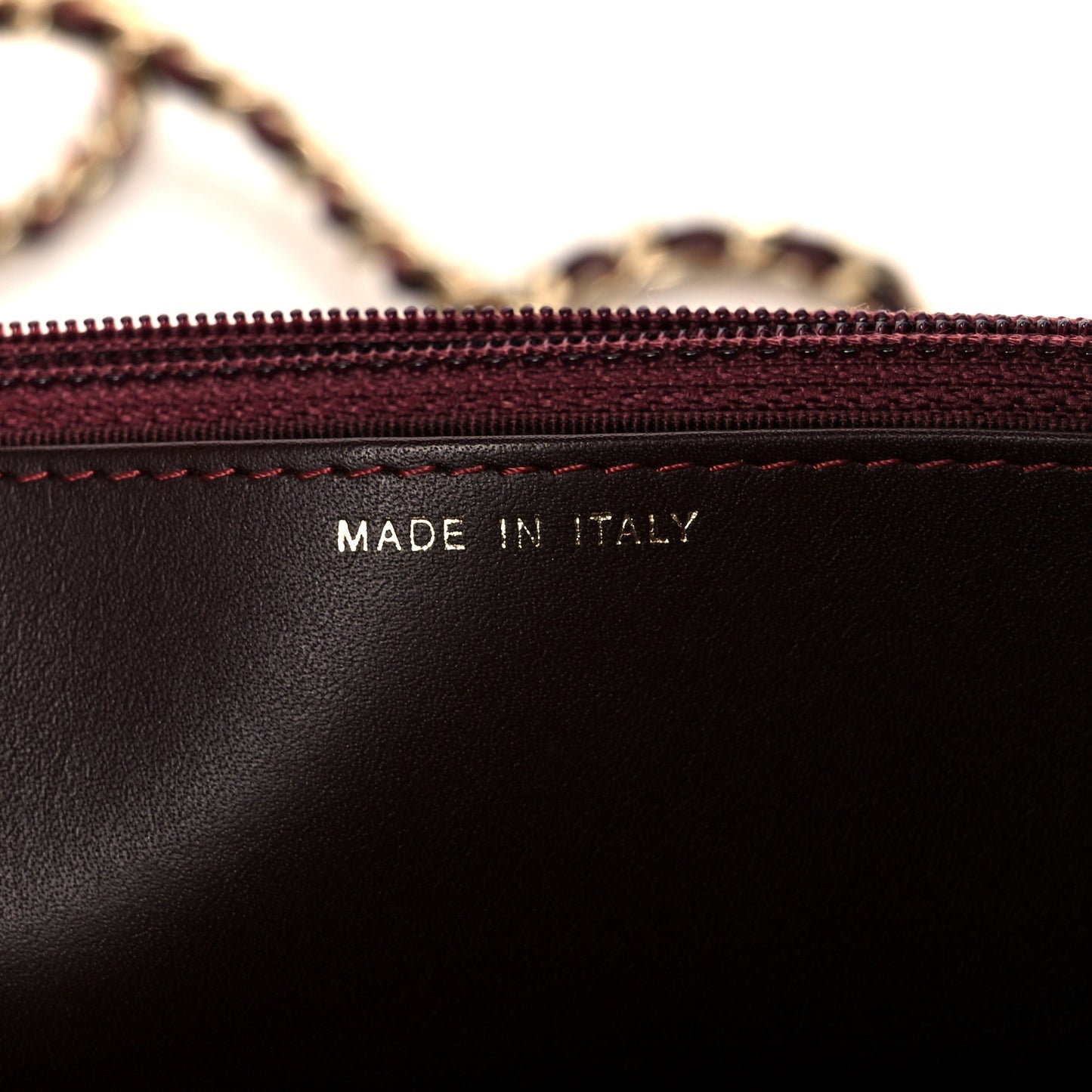 Patent Calfskin Quilted Reissue Wallet On Chain WOC Dark Red