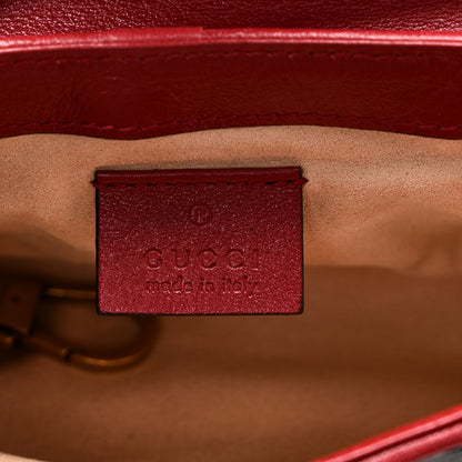 Gucci Vintage Effect Calfskin Matelasse Diagonal Super Mini Torchon GG Marmont Shoulder Bag Black Romantic Cherry 6 of 10
