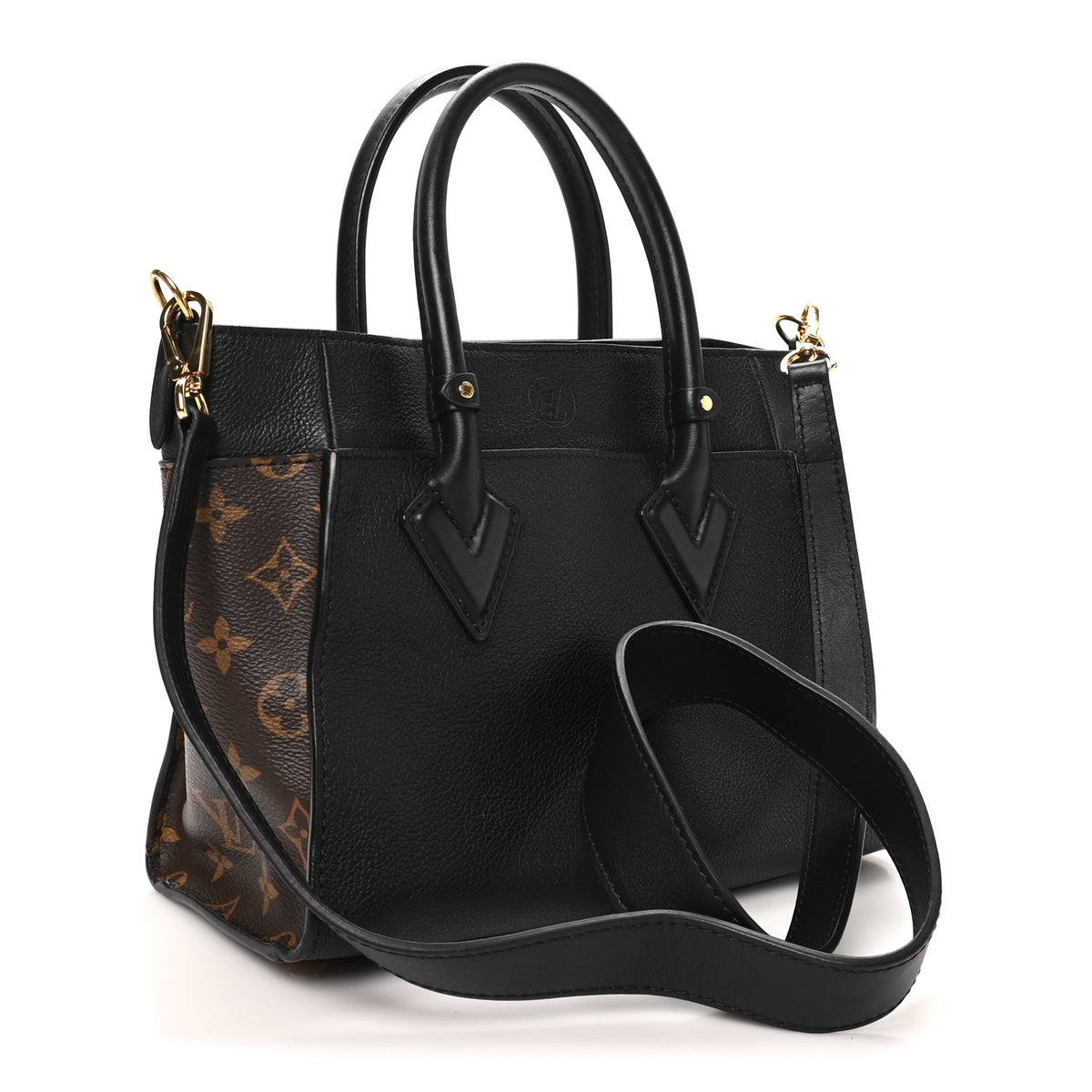Louis Vuitton Calfskin Monogram On My Side PM Black 3 of 9