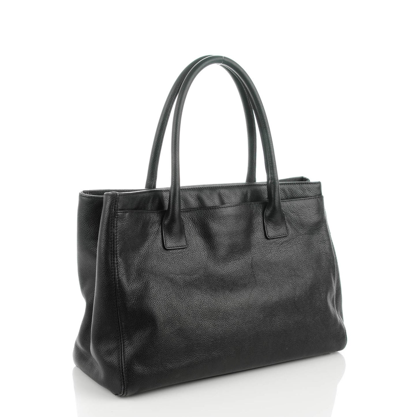 Calfskin Cerf Executive Shopper Tote Black