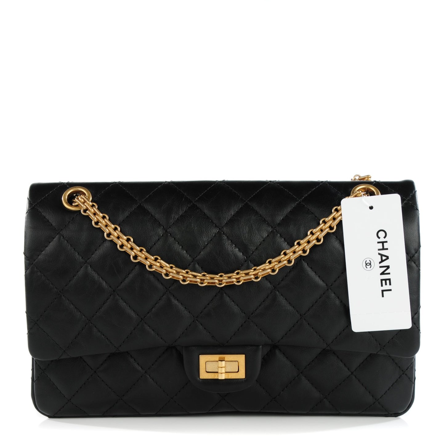Aged Calfskin Quilted 2.55 Reissue 226 Flap Black
