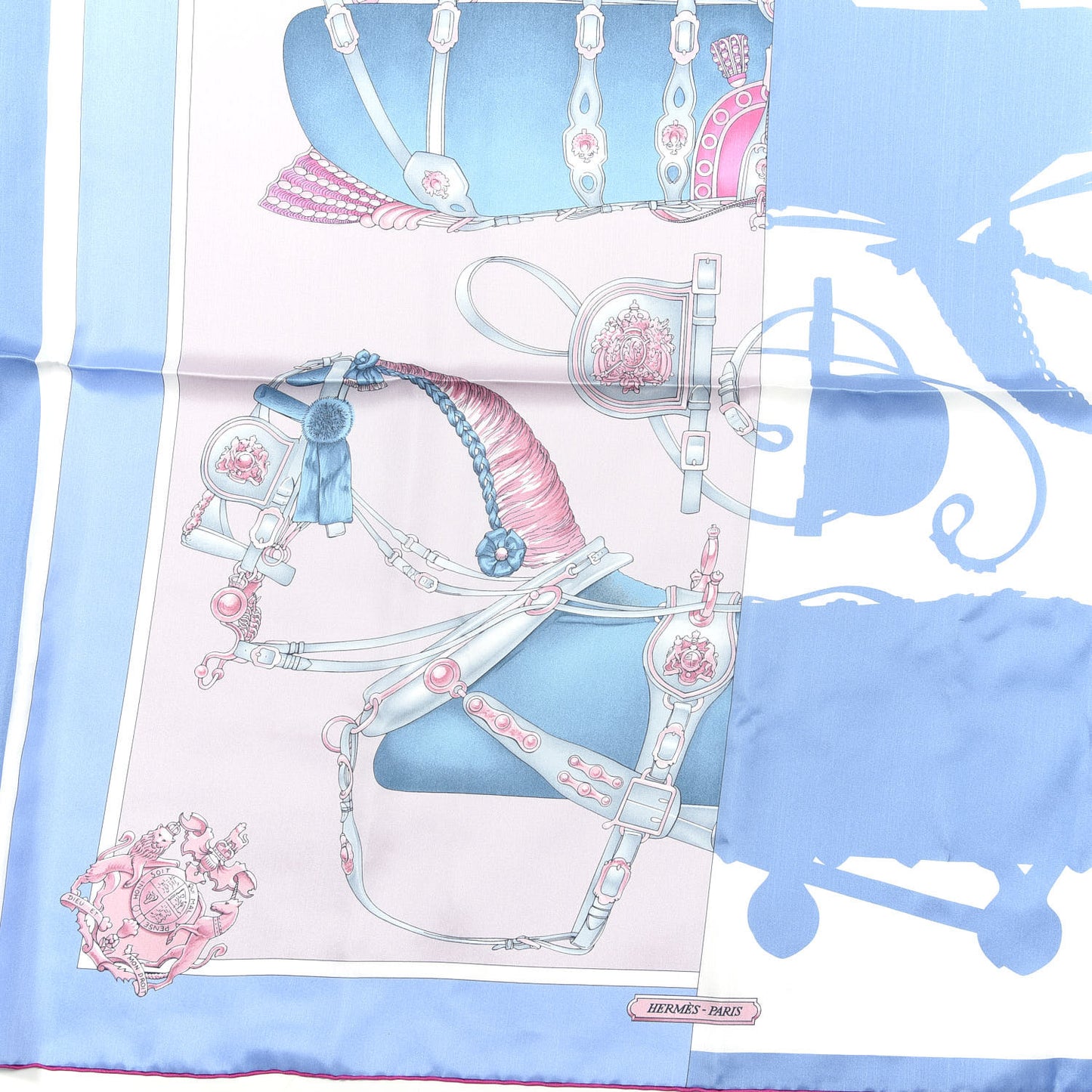 Silk Harnais De Cour Shawl 140 Red Bleu Ciel Parme Fuchsia