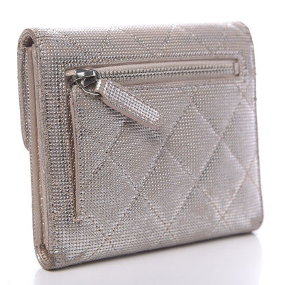 Chanel Metallic Calfskin Pixel Effect Quilted Compact Flap Wallet Gold 3 of 16