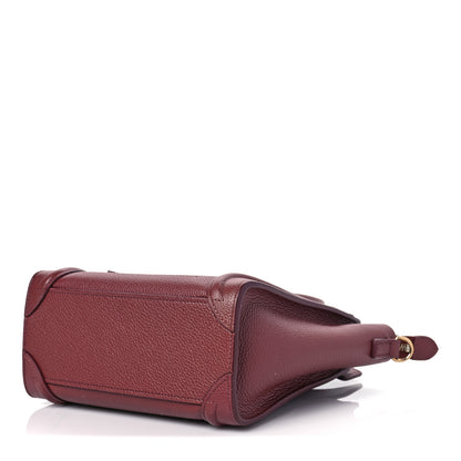 Celine Drummed Calfskin Nano Luggage Burgundy 7 of 8