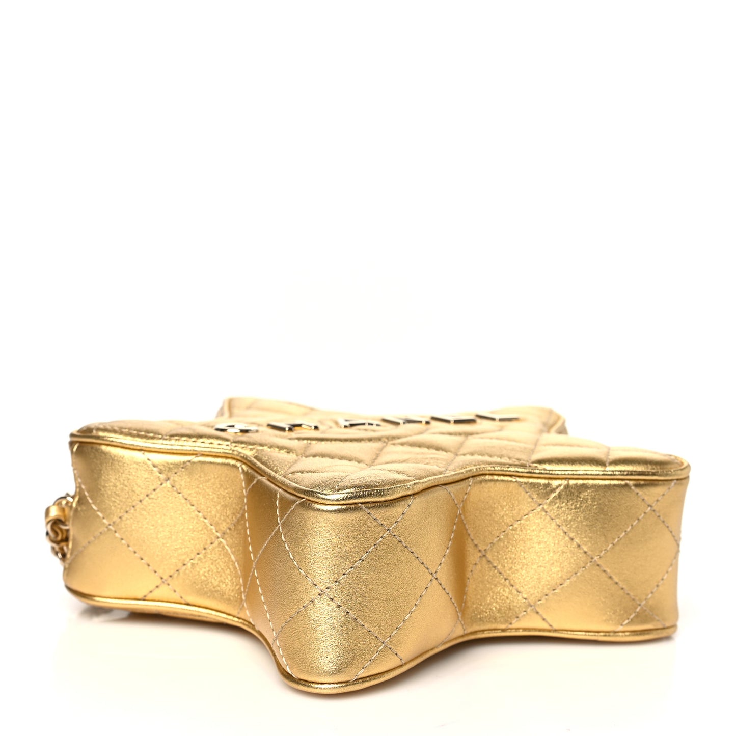 Metallic Lambskin Quilted Walk Of Fame Star Bag Gold