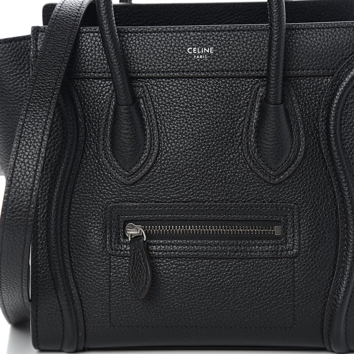 Celine Drummed Calfskin Nano Luggage Black 6 of 8