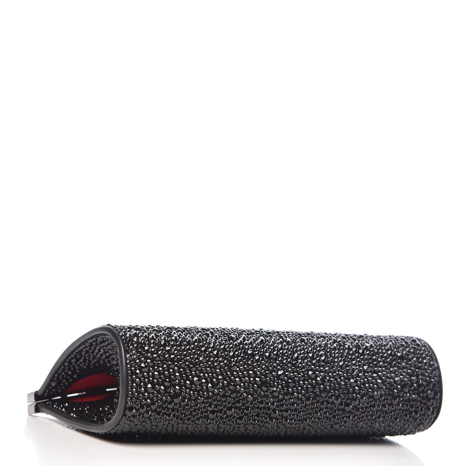 Christian Louboutin Suede Crystal Strass Small Palmette Clutch Black 4 of 8