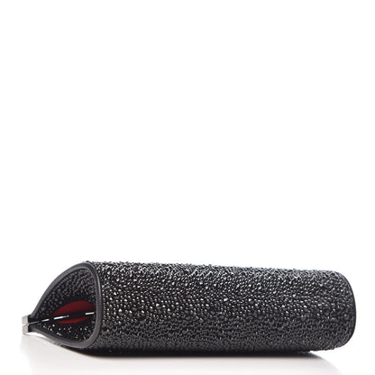 Christian Louboutin Suede Crystal Strass Small Palmette Clutch Black 4 of 8