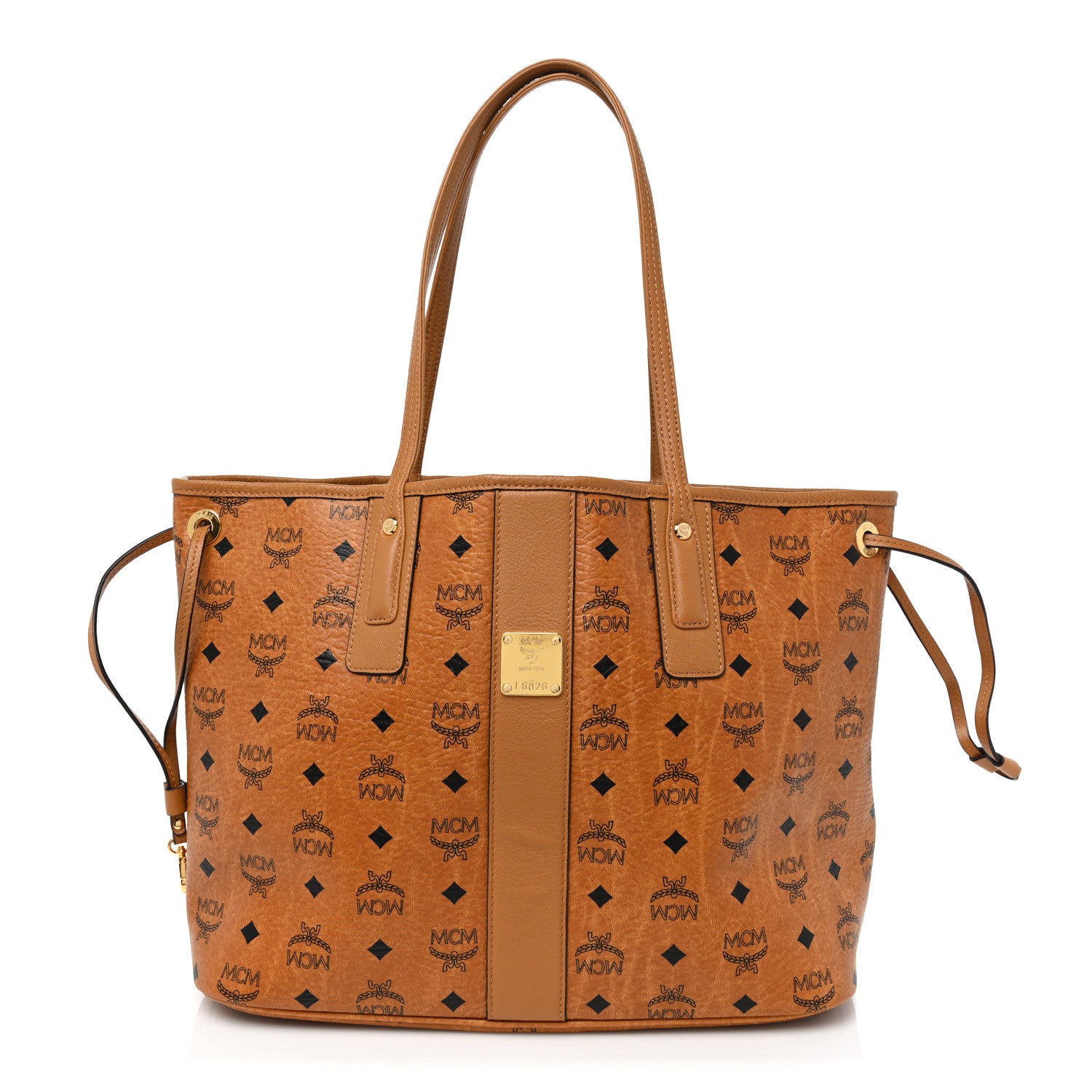 MCM Visetos Medium Liz Reversible Shopper Tote Cognac 3 of 17