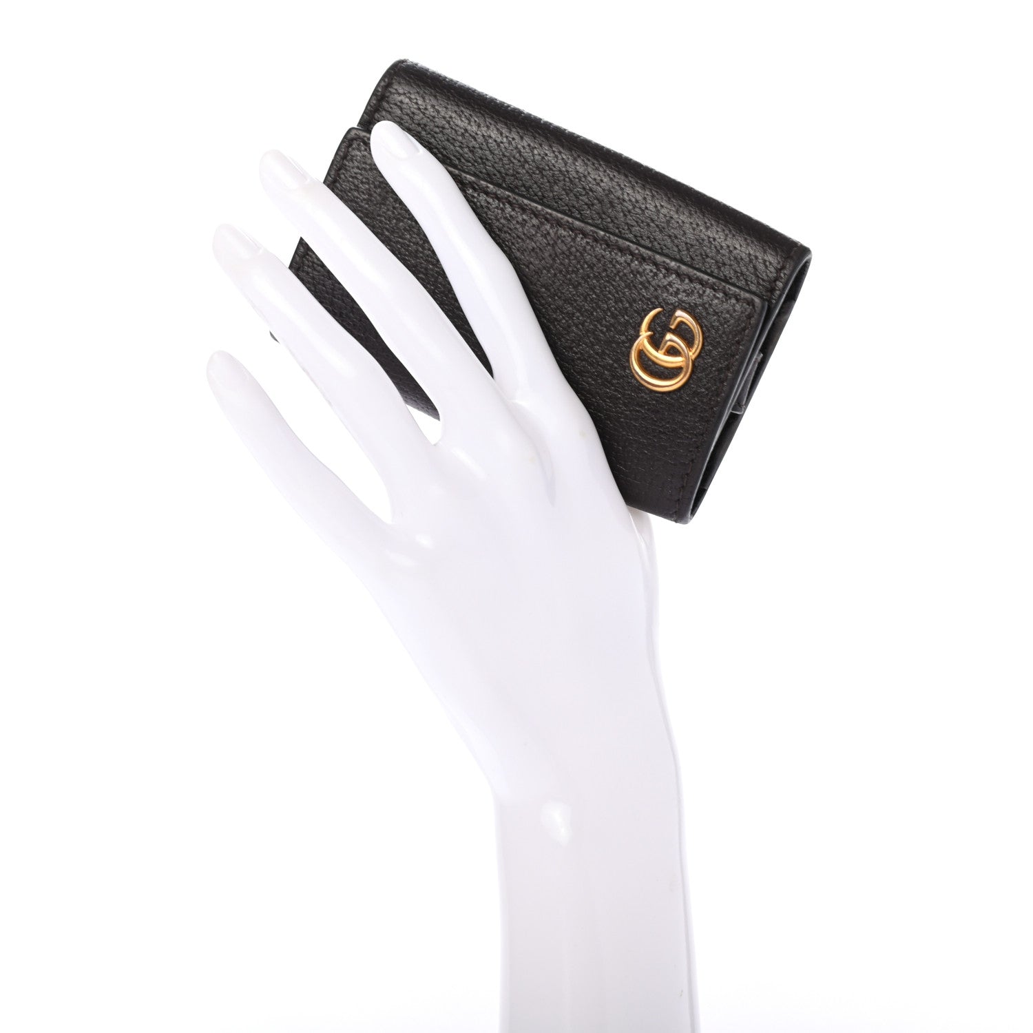 Gucci Calfskin Boar Effect GG Marmont 6 Key Holder Dark Cocoa 2 of 6