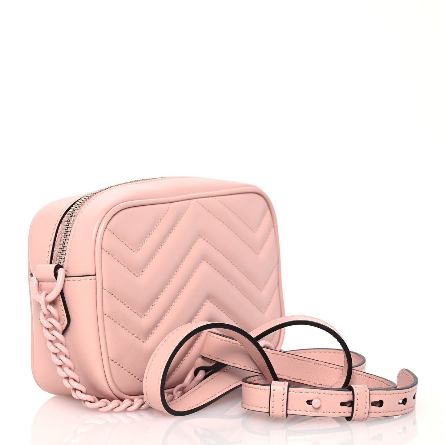 Calfskin Matelasse Monochrome Mini GG Marmont Chain Shoulder Bag Perfect Pink