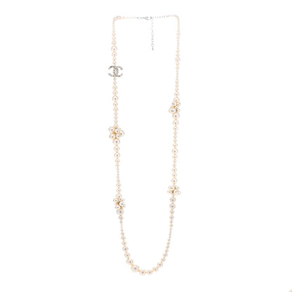 Chanel Pearl Cluster CC Long Necklace Silver 3 of 8