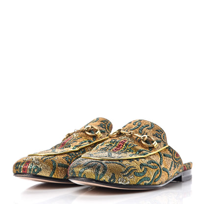 Gucci Iridescent Brocade Womens Princetown Slippers 36 Gold Multicolor 3 of 10