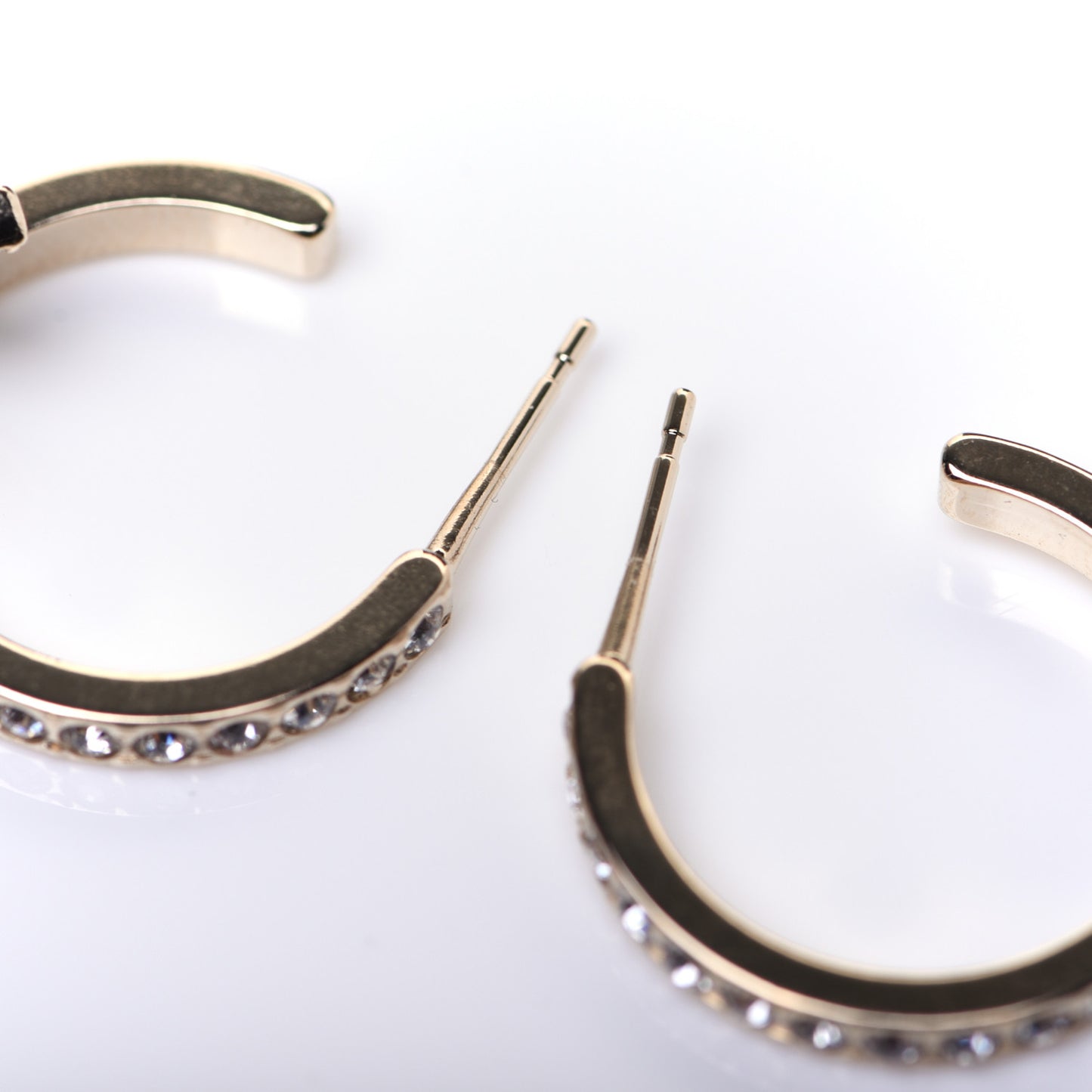 Crystal Lock Symbols CC Hoop Drop Earrings Gold