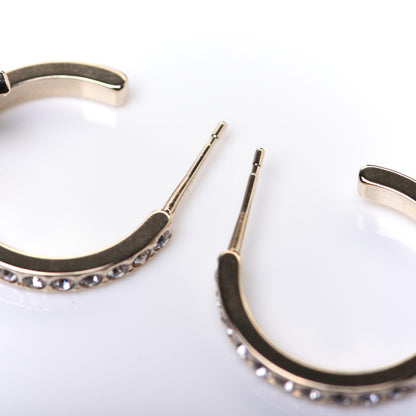Chanel Crystal Lock Symbols CC Hoop Drop Earrings Gold 6 of 8
