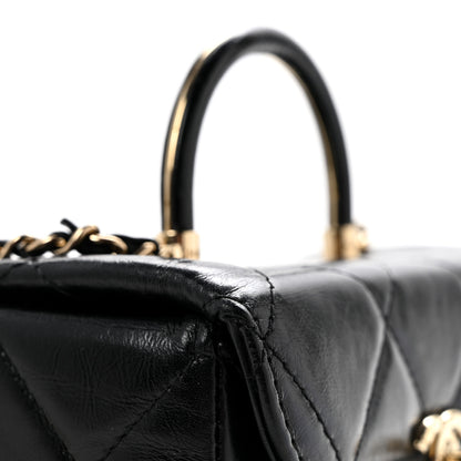 Chanel Shiny Calfskin Quilted Top Handle Box Bag Black 15 of 15