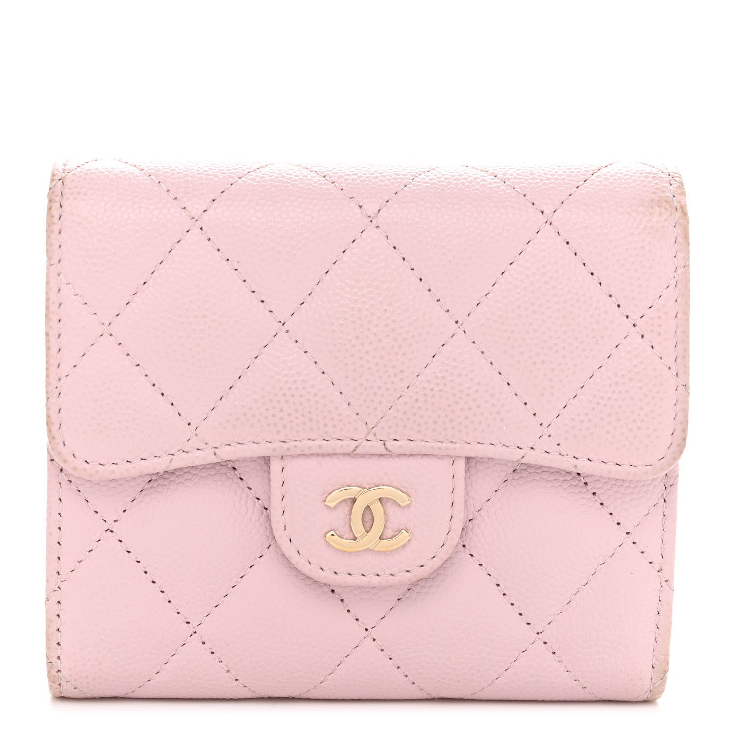 Chanel Caviar Quilted Compact Flap Wallet Light Pink 1 of 9