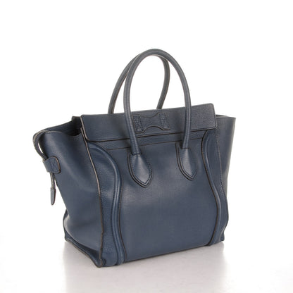 Celine Drummed Calfskin Mini Luggage Blue 3 of 7