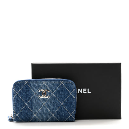 Chanel Denim Quilted Zip Coin Purse Blue 8 of 8
