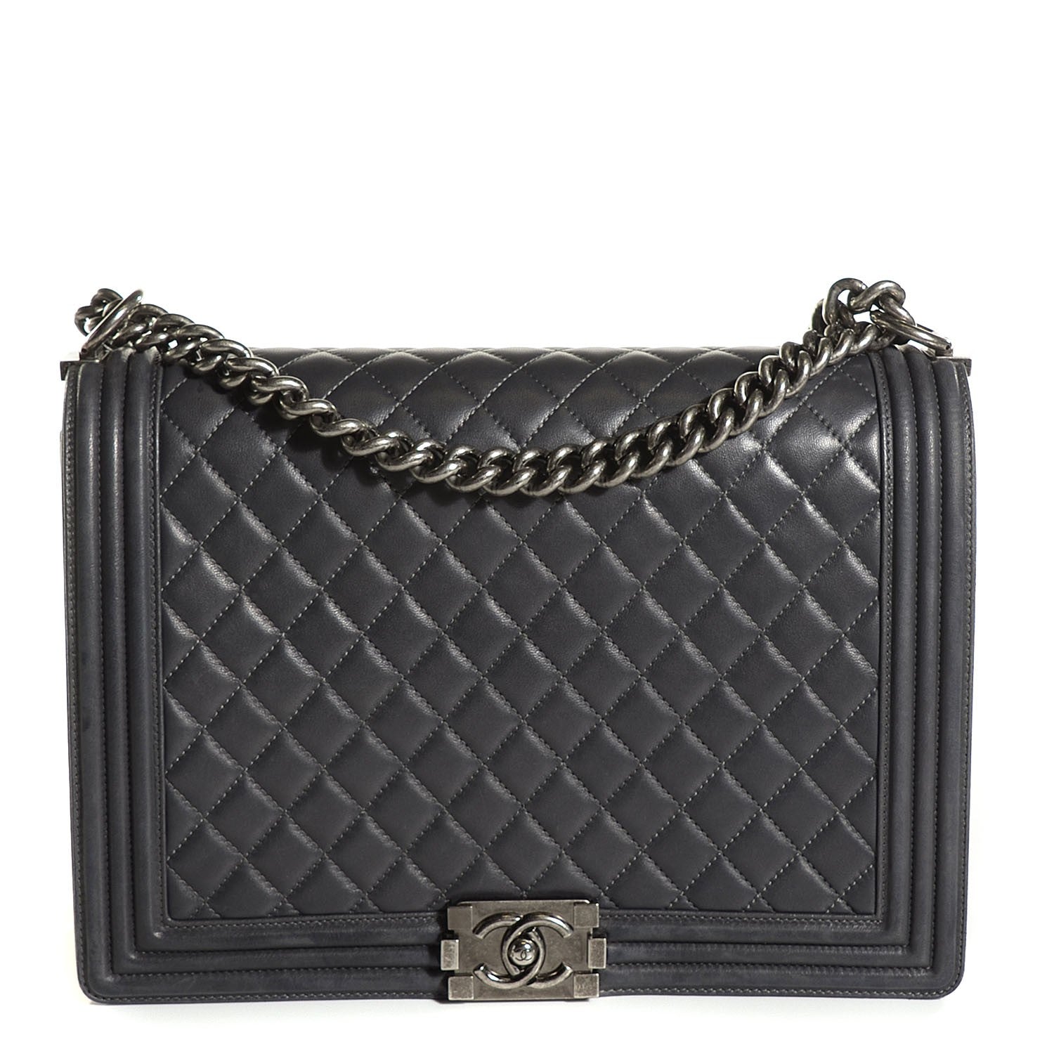 Chanel Lambskin Quilted Large Boy Flap Dark Grey 1 of 16