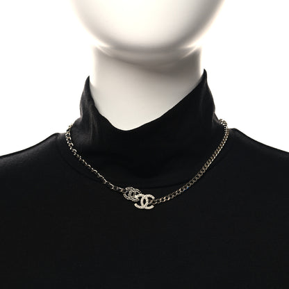 Chanel Metal Lambskin Crystal Double CC Short Necklace Black Gold 2 of 4