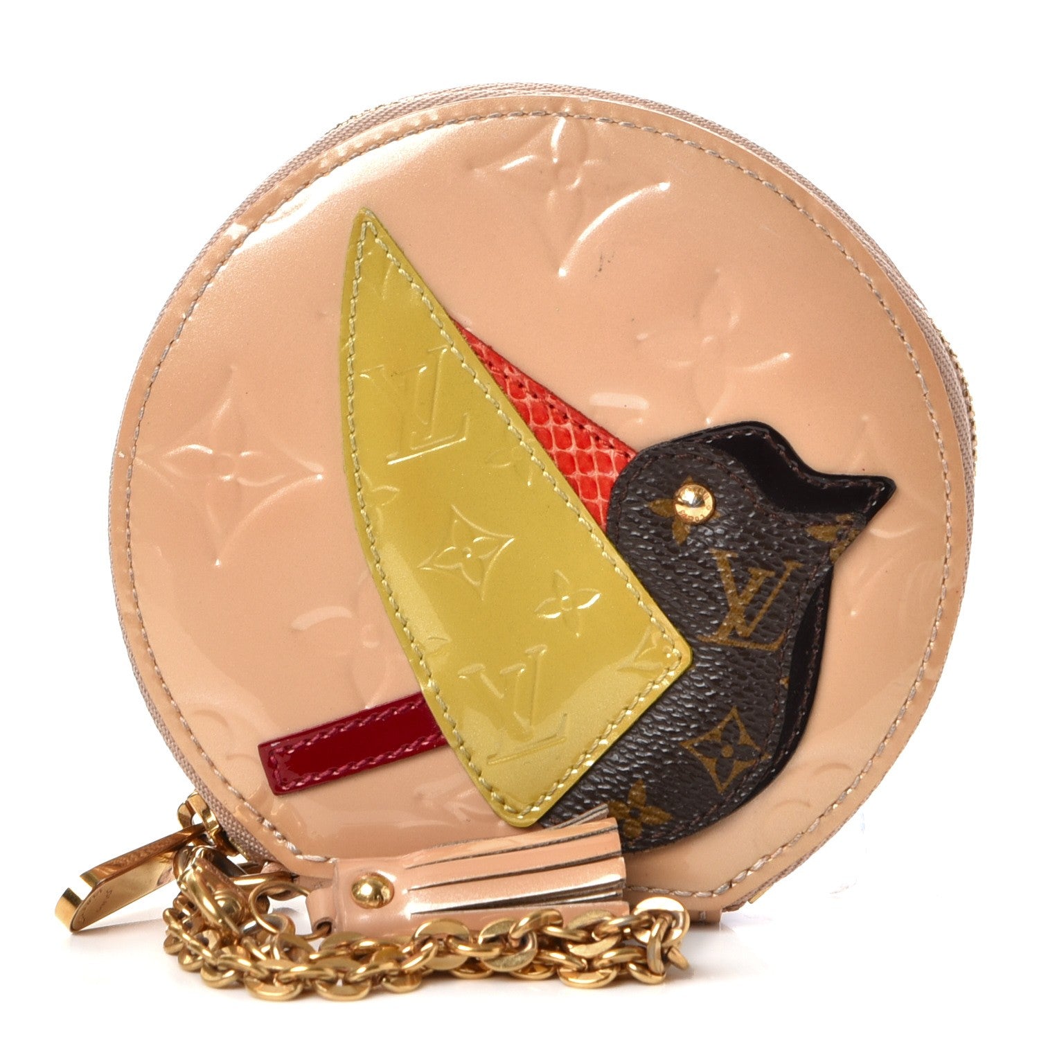 Louis Vuitton Vernis Animania Oiseau Songbird Coin Purse Rose Florentin 1 of 8