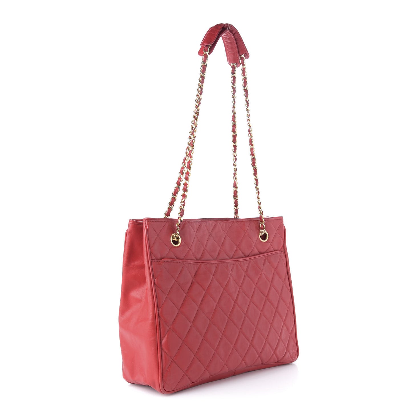 Lambskin Quilted Tote Red