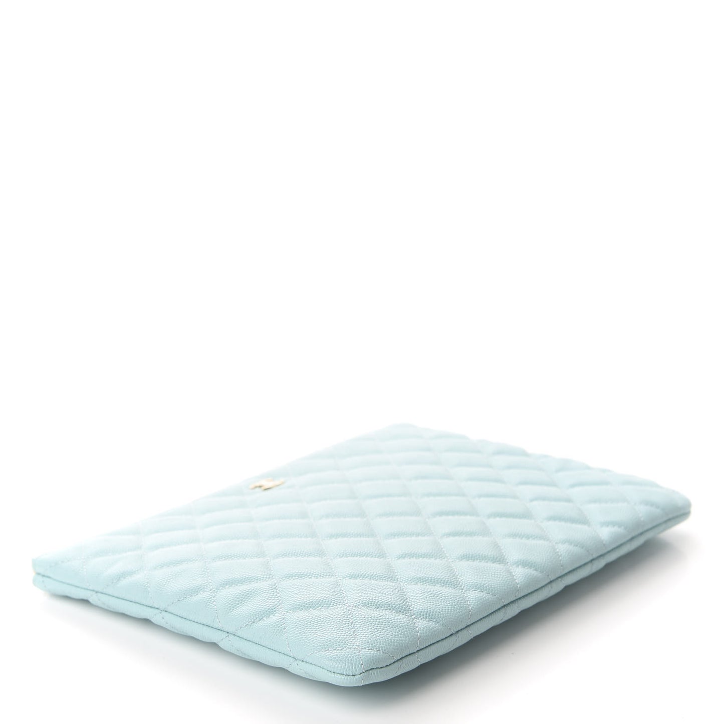 Caviar Quilted Medium Cosmetic Case Light Blue