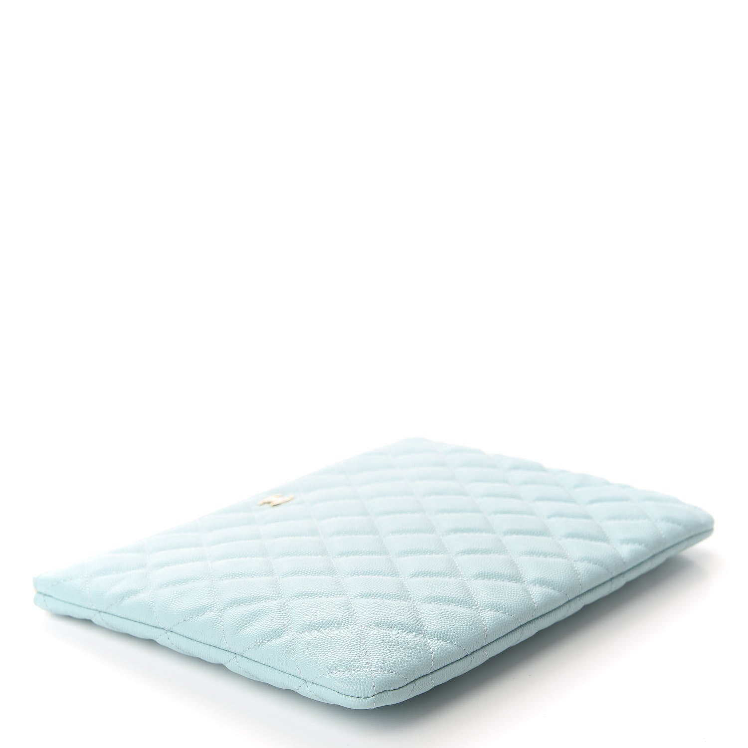 Chanel Caviar Quilted Medium Cosmetic Case Light Blue 4 of 9