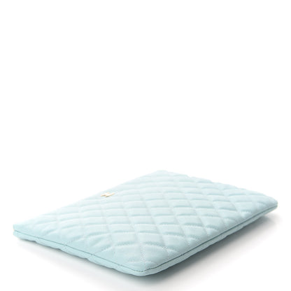 Chanel Caviar Quilted Medium Cosmetic Case Light Blue 4 of 9