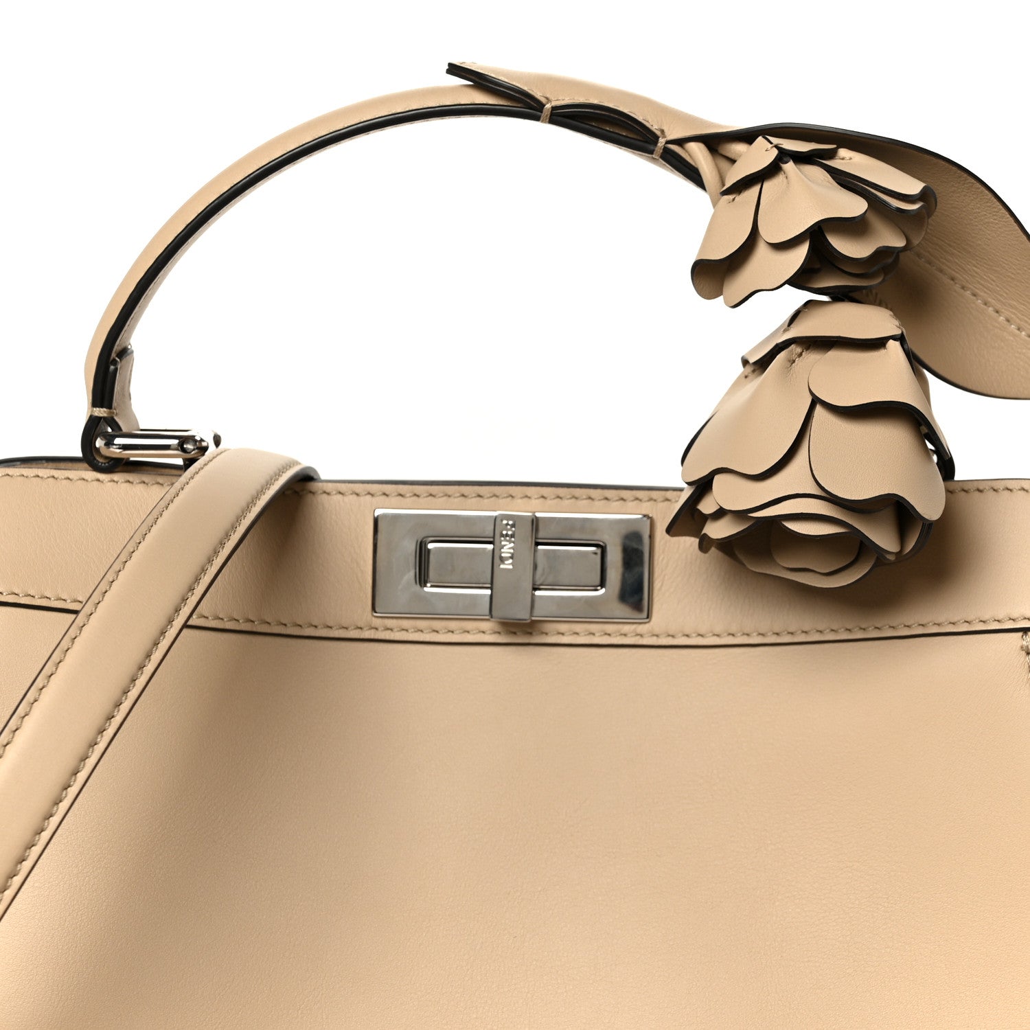 fendi peekaboo mini box dust bag rain coat Fendi Shiny Calfskin Flower Medium Peekaboo I SEE U Satchel Beige Amido  1891623 – FASHIONPHILE
