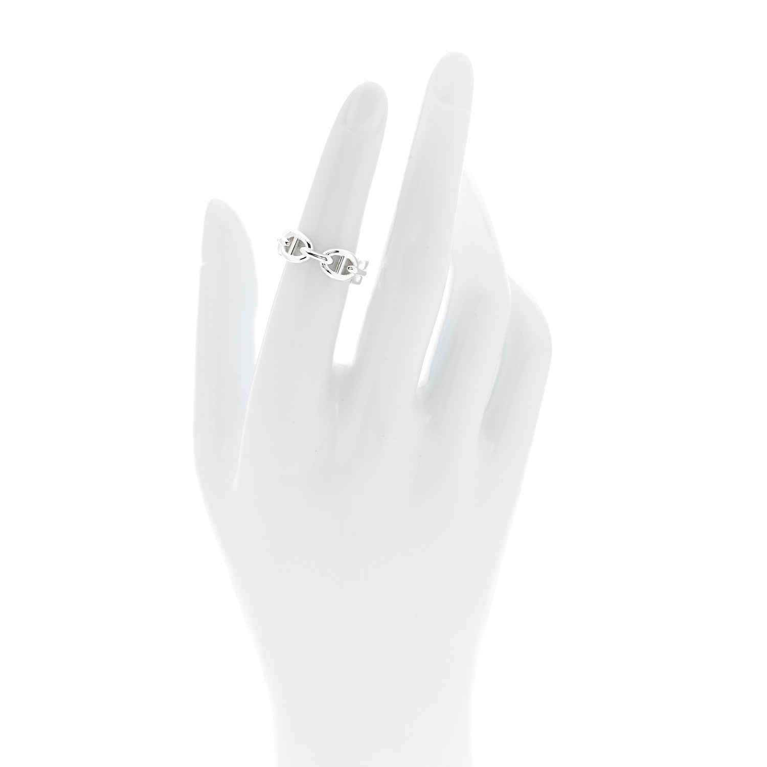 Hermes Sterling Silver PM Chaine d'Ancre Enchainee Band Ring 50 5.25 2 of 6